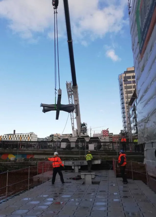 OMC Engineered Solutions - Boland's Quay Pedestrian Bridge Installation